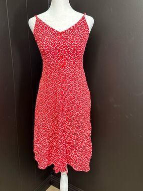 Y2K Express Red Polka Dot Ruched Slip Dress XS